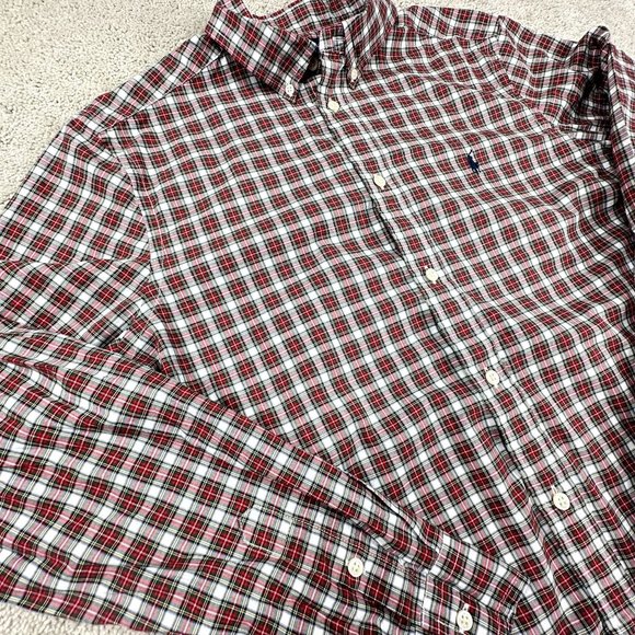 Ralph Lauren Boy's Long Sleeve Button Front Shirt Classic Plaid Pattern Size XL - Picture 2 of 6